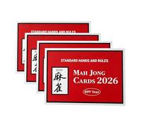 Conjunto de 4 Cartas de Mahjong con Reglas Oficiales 2026, Tarjetas de Puntuación de Gran Letra, Guía Fácil de Leer, Tamaño Grande, Accesorios y Regalos para Principiantes de Mahjong Mujeres y Hombres