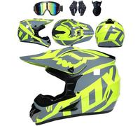 Conjunto de 4 Cascos de Motocicleta con Gafas, Guantes y Protector Facial, homologados por el Dot, para niños, jóvenes y Adultos, Cascos de Motocross universales Four Seasons,Color V-XXL