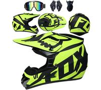 Conjunto de 4 Cascos de Motocicleta con Gafas, Guantes y Protector Facial, homologados por el Dot, para niños, jóvenes y Adultos, Cascos de Motocross universales Four Seasons,Color R-S