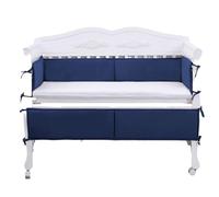 Conjunto de 4 Cojines de Algodón para Cuna, Protección Anticolisión Suave y Cómoda para Laterales de la Cuna (blue)