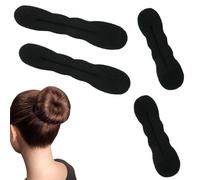 Conjunto de 4 donas para cabello, esponjas mágicas para hacer moños, rizos y torzadas. Ideal para mujeres y niñas. Color: Noir.