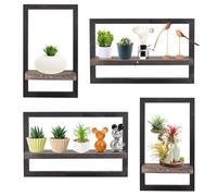 Conjunto de 4 Estantes Flotantes Cuadrados para Pared, Decoración y Almacenamiento de Madera Colgante para Baño, Salón