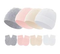 Conjunto De 4 Gorros Con Guantes Antiarañazos Para Bebés Hospital Bebés Y Guantes Recién Nacidos Con Estilo