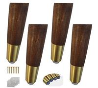 Conjunto de 4 Hojas de sofá de Madera Maciza Muebles de Madera de Goma Muebles de Muebles Piernas de reemplazo de Cono Pies de la Cama Piernas de la Mesa de café Pats TV Feet Feet Few Dark Nogal Zinc