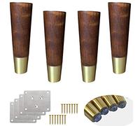 Conjunto de 4 Hojas de sofá de Madera Maciza Muebles de Madera de Goma Muebles de Muebles Piernas de reemplazo de Cono Pies de la Cama Piernas de la Mesa de café Pats TV Feet Feet Few Dark Nogal Zinc
