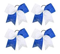Conjunto de 4 lazos for el pelo con diadema for animadores, fiestas y uso diario Para Animadoras(BLUE)