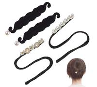 Conjunto de 4 Nudos Mágicos para Cabello unidades de moños mágicos para mujer con peal y flores para hacer moños de cola de caballo,formador de donas,rizador de pelo,accesorio para peinar el cabello