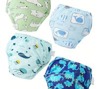 Conjunto de 4 pantalones cómodos para entrenamiento en la cama para bebés, niños y niñas, lavables y reutilizables, regalo de vacaciones para niños