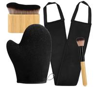 Conjunto De 4 Piezas Con Aplicador Posterior, Aplicador Guante De Negro, Mini Guantes Guantes De Bronceado y Cepillo De Autogestión Súper Suave, Para Aceite De Crema Marrón De Crema Solarium.