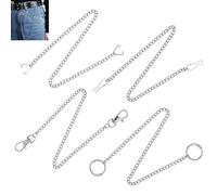 Conjunto de 4 Piezas de Cadena para Cartera y Llavero de Acero Inoxidable, Cadena Larga de 40 cm para Pantalones, Estilo Punk