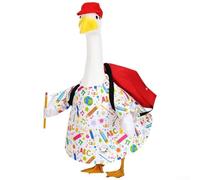 Conjunto de 4 piezas de ganso para el regreso a la escuela al aire libre con sombrero de vestir, bolso escolar rojo, lápiz para césped y jardín