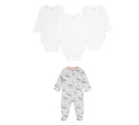 Conjunto de 4 Piezas Huggies Babywear en Algodón Orgánico (Pijamas y Bodies)