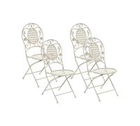 Conjunto de 4 sillas de balcón hierro blanco crema metal envejecido plegable exterior resistente a los rayos UV estilo retro francés Bivio