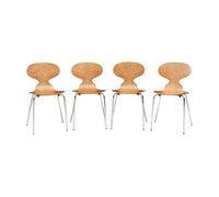 Conjunto de 4 sillas de comedor kil 80x47x48cm nogal/cromo [en.casa]