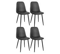 Conjunto de 4 sillas de comedor napier simil cuero negro 51x44x88 cm