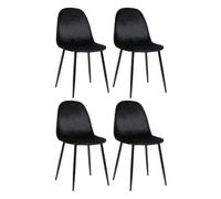 Conjunto de 4 sillas de comedor napier terciopelo negro 51x44x88 cm