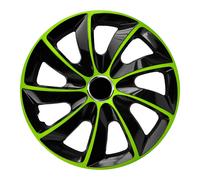Tapacubos Stig Extra Negro/Verde, 15 Pulgadas, Juego de 4 Unidades