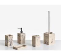 Conjunto de 5 Accesorios de baño jabonera dispensador de jabón escobilla de Inodoro Vaso Soporte cepillos Beige Vilcanota