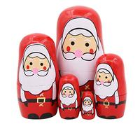 Conjunto de 5 adorables muñecas rusas Matrioshka de madera, que representan a Santa Claus con nariz rosa. Ideal como regalo para niños, Navidad, cumpleaños o fiesta. Decoración del hogar