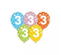 Conjunto de 5 globos de colores con lunares y número - 3