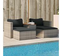 Conjunto de 5 Piezas para Exterior, Sofá de Jardín con Cojines, Ratán Sintético y Estructura de Acero, Diseño Modular y Apilable, Sillones Jardín Exterior, Sofas de Terraza,Gris, 80x70x59.5 cm