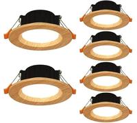 Conjunto De 6 Plafones LED Empotrables De Color Madera Para El Pasillo, El Corredor, El Techo LED Empotrado De Aluminio, 5 W, Luz Cálida.