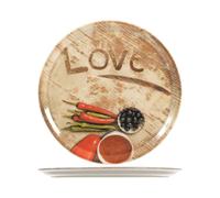 Conjunto De 6 Platos de Pizza de Porcelana, Decoro Amor, Diámetro 33CM Saturnia