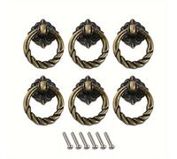 Conjunto de 6 Pomos para Cajones en Antiguo - Tiradores de Armario Diseño Decorativo de Hoja, de Mueble de Aleación de de 4cm, Tornillos de Montaje para una Fácil Instalación