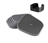 Conjunto de 6 Posavasos de Silicona con Soporte - Profundamente ranurados, absorbentes, Grandes, 4 Pulgadas de diámetro Bebidas frías y Calientes(Cuadrado - Gris)