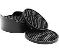 Conjunto de 6 Posavasos de Silicona con Soporte - Profundamente ranurados, absorbentes, Grandes, 4 Pulgadas de diámetro Bebidas frías y Calientes (Negro)