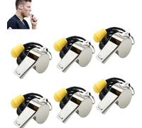 Conjunto de 6 Silbatos de Arbitraje Profesional en Acero Inoxidable - Silbatos para Jóvenes y Supervivencia, Extremadamente Duraderos y Sonoros - Ideales para Disfraz de Arbitraje y Uso Gene