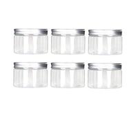 Conjunto de 6 tarros de plástico PET vacíos de 120 ml para cosméticos con tapas de aluminio color plata, contenedor para crema, loción, pomadas, alimentos, maquillaje