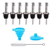 Conjunto de 7 boquillas dosificadoras de acero inoxidable con solapa para botellas de vino o licor