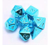 Conjunto de 7 dados DND azules chapados, dados de juego de mesa poliédricos, dados RPG