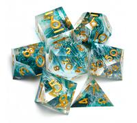 Conjunto de 7 dados poliédricos de resina para juego de mesa de cosplay, regalo de Navidad y Día de Acción de Gracias