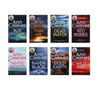 Conjunto de 8 libros de la colección Shetland Series de Ann Cleeves (Relámpago azul, Negro cuervo, Noches blancas, Huesos rojos, Tierra fría, Aire fino, Agua muerta, Demasiado bueno para ser verdad)