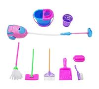 Conjunto de 9 piezas de mini herramienta de limpieza, juego de juguetes de limpieza, muebles para casa de muñecas, accesorios en miniatura para casa de muñecas, juego de juguetes para niñas y niños