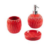 Conjunto de Accesorios de baño de dolomita Rojo dispensador jabonera portacepillos glamuroso Belem