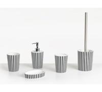 Conjunto de Accesorios de baño jabonera dispensador de jabón escobilla de Inodoro Vaso Soporte para cepillos de Dientes Blanco y Negro Lircay