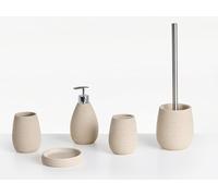 Conjunto de Accesorios de baño jabonera dispensador de jabón escobilla de Inodoro Vaso Soporte para cepillos de Dientes Beige Claro Quila