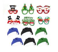 Conjunto de accesorios de Navidad - Sombrero de Santa Claus, Pulseras de Slap y Bandera de Renos, Favores de Fiesta Festiva, Suministros de Decoración de Disfraz de Navidad(H)