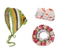Conjunto de accesorios para el cabello de ganchillo coleta pañuelo triangular y horquillas de animales 3 piezas
