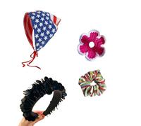 Conjunto de accesorios para el cabello de punto para mujer: pañuelo de ganchillo, coleteros diadema y pinza de flor Set