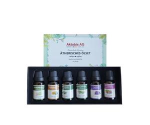 Conjunto de aceites esenciales de lavanda, tomillo, eucalipto, hierba limón, romero y bergamota