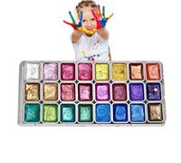 Conjunto de acuarela perlas - 24 paleta de arte de color, pintura finamente molida | Diseño del kit de elaboración de brillo, calidad profesional de los estudiantes principiantes, existencias de