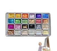 Conjunto de acuarela perlas - 24 paleta de arte de color, pintura finamente molida | Diseño del kit de elaboración de brillo, calidad profesional de los estudiantes principiantes, existencias de