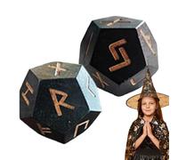 Conjunto de adivinación rúnica | Conjunto de runas talladas Elder Futhark, 2 piezas, Juego de adivinación portátil para entusiastas de la historia, Pequeños dados Runas para Entretenimiento