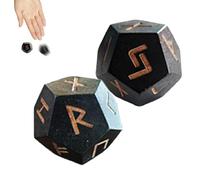 Conjunto de adivinación rúnica - Juego de runas hechas a mano en 2 piezas, juego de runas futhark de edad tallada | por los cristales, pequeños dados rúnicos para la decoración del hogar