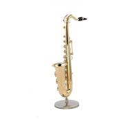 conjunto de adornos de instrumentos musicales Saxofón tenor de cobre en miniatura, mini saxofón hecho a mano, instrumento musical pequeño, miniatura exquisita (Size : 8.5cm)