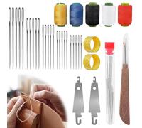 Conjunto de agujas de coser Big Eye de acero, juego de 37 agujas de acero inoxidable para coser a mano, juego de agujas Big Eye de acero con ojo grande - largas y delgadas agujas de costura y